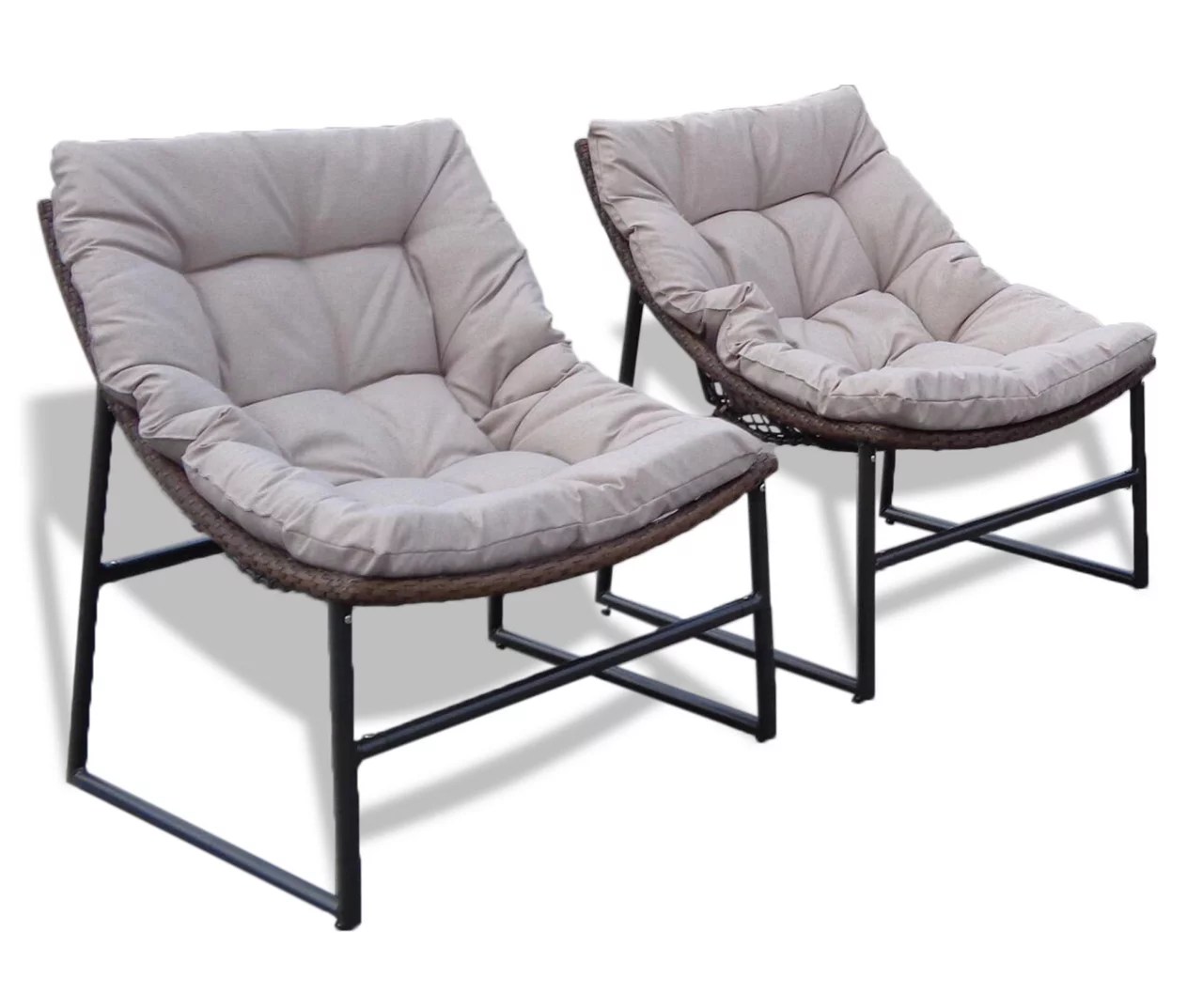 Saucer AllWeather Wicker Cushioned Patio Chairs, 2Pack Big Lots