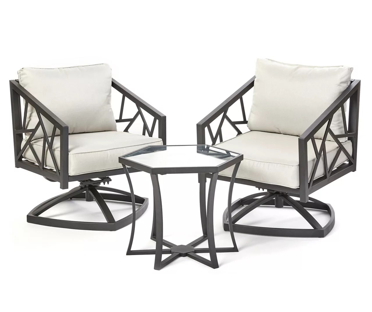 Real Living Verrado 3Piece Cushioned Swivel & Side Table Patio Chat