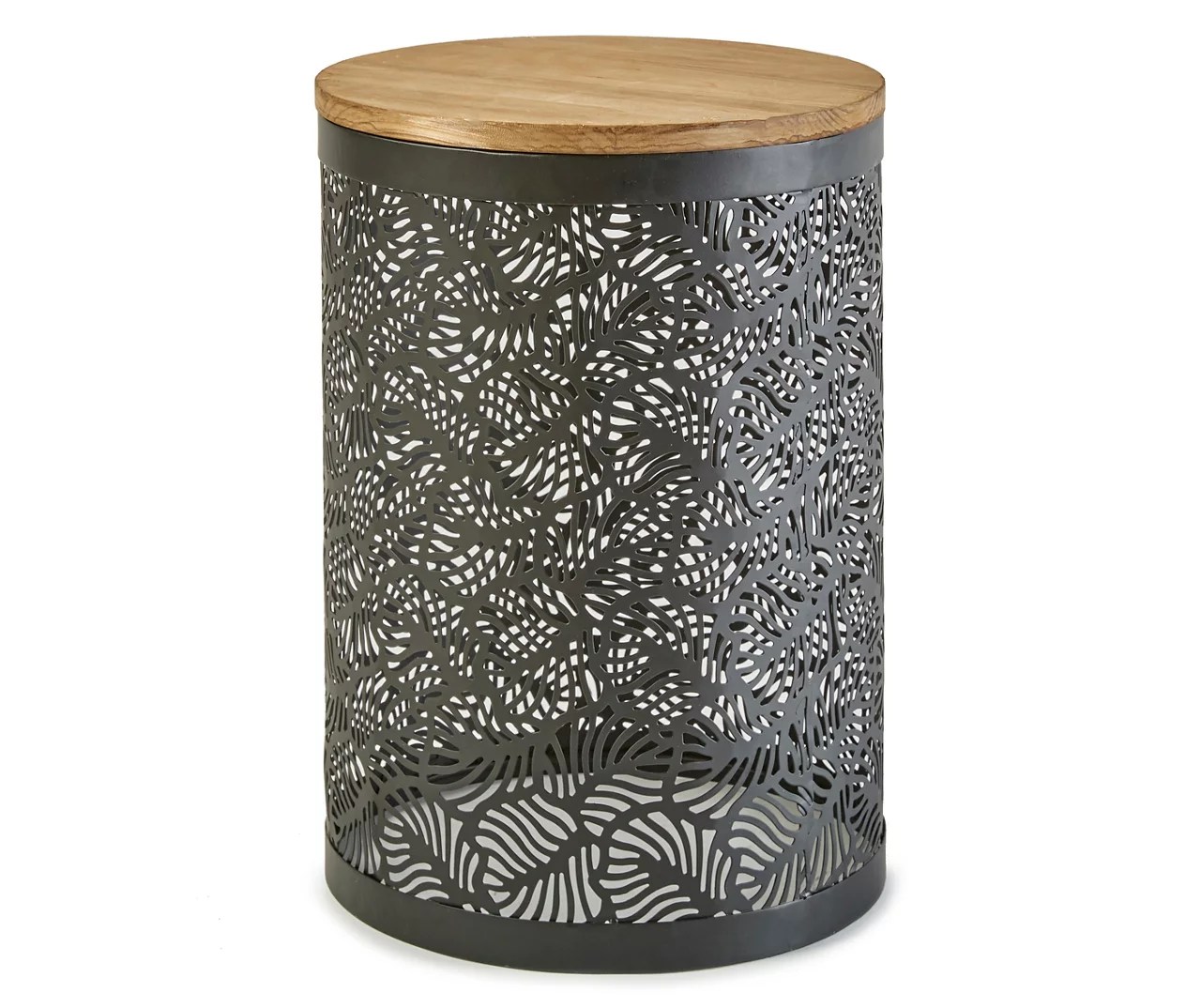 Frond Metal & Wood Drum Garden Table Big Lots