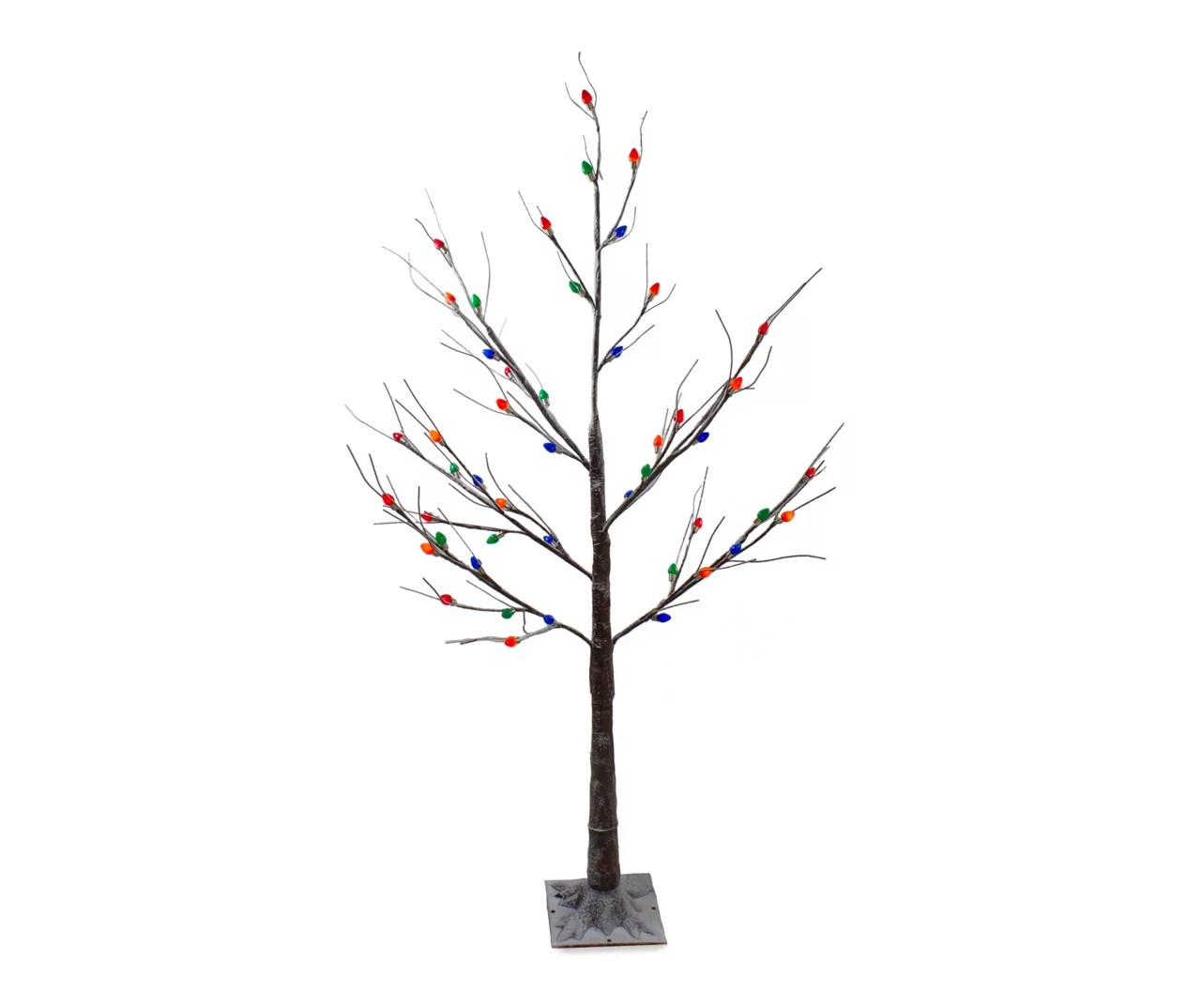 4' Brown Twig Pre-Lit LED Artificial Christmas Tree with Multi-Color