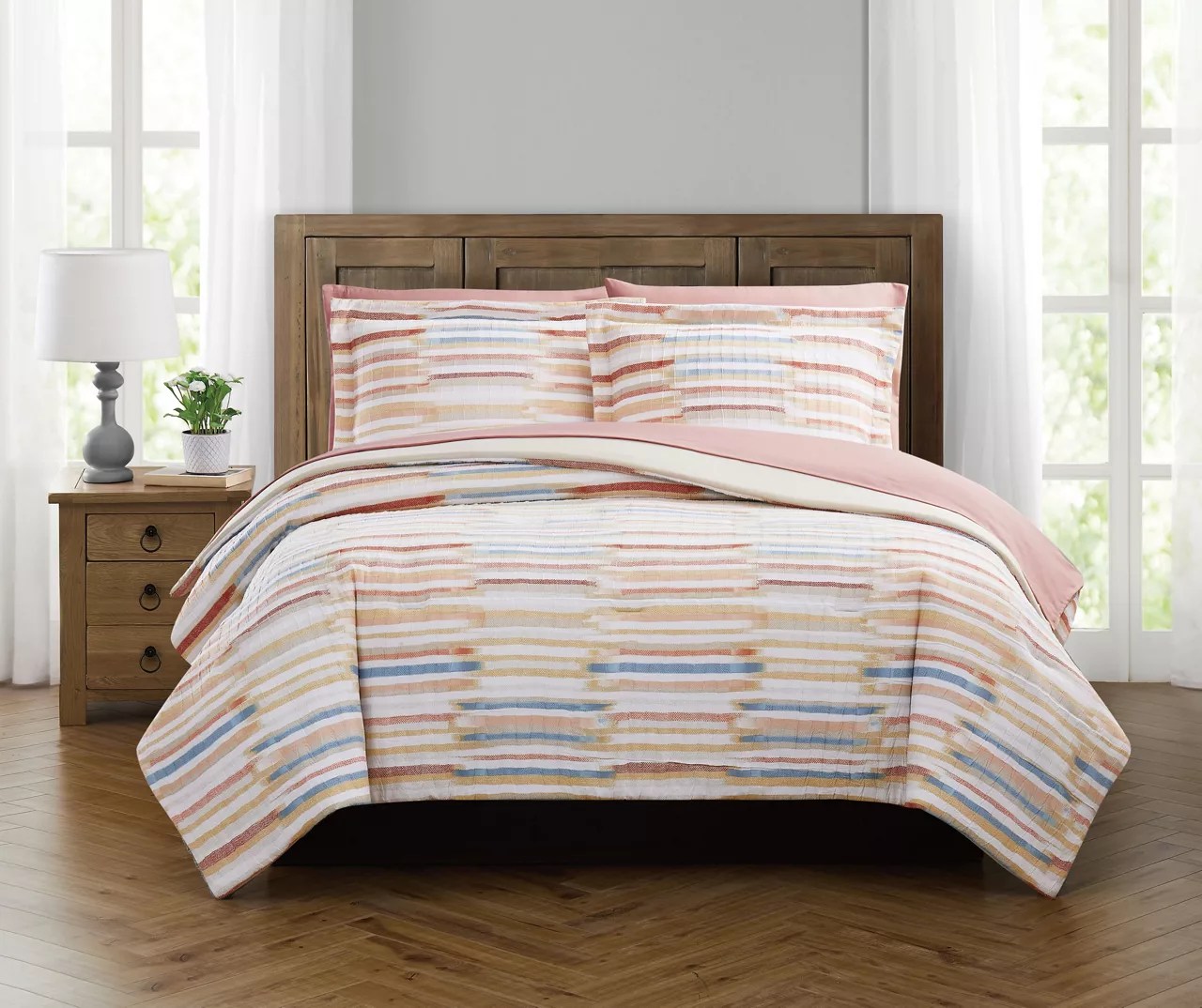 Broyhill Broyhill Dusty Rose Stripe Comforter Set Big Lots