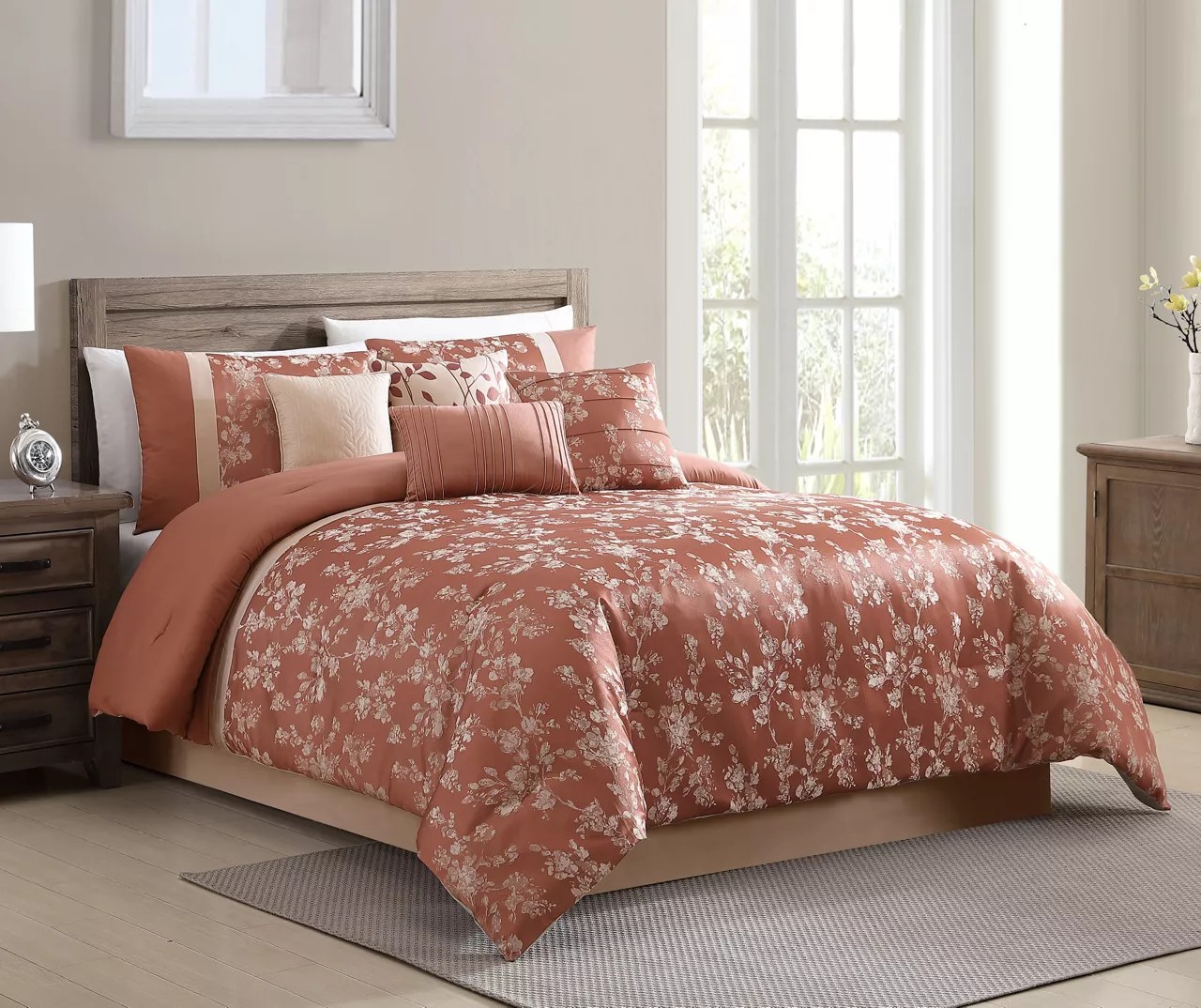 Broyhill Legacy Broyhill Kirkwale Rust Floral Jacquard 8Piece