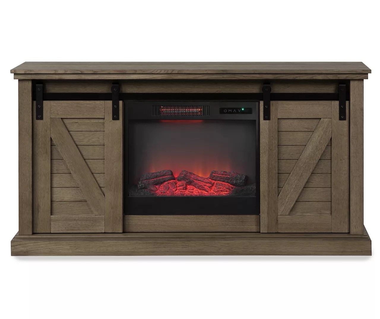 60 Brown Barn Door Electric Fireplace Console Big Lots, 46 OFF