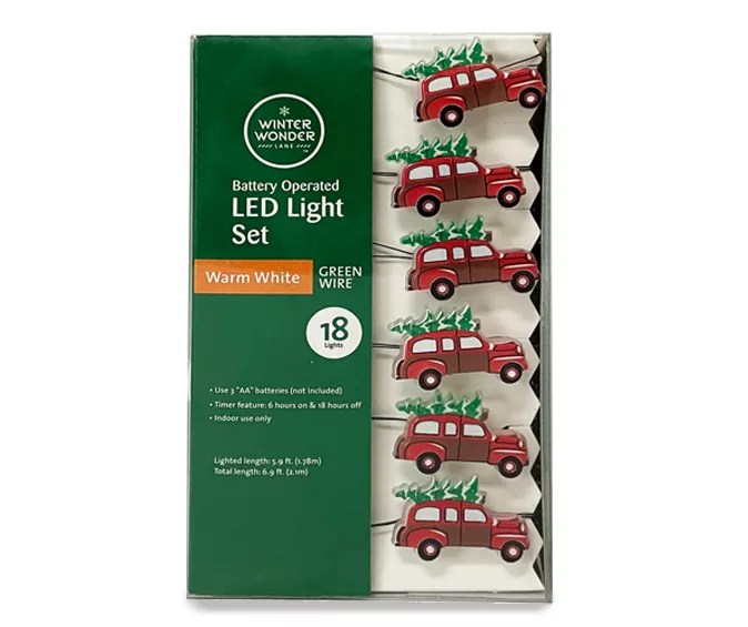 Winter Wonder Lane Warm White Woodie Car LED Light Set with Green Wire