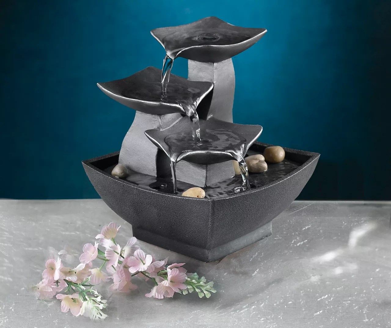 Jeco River Rock Leaves Tabletop Water Fountain Big Lots