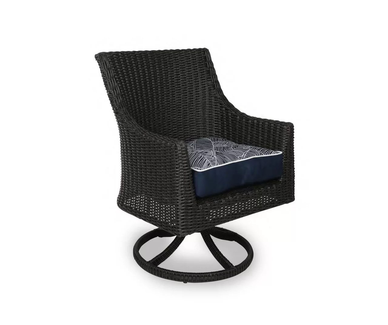 Navy Blue Banana Leaf 4Piece Outdoor Wicker Chair Cushion Set Big Lots