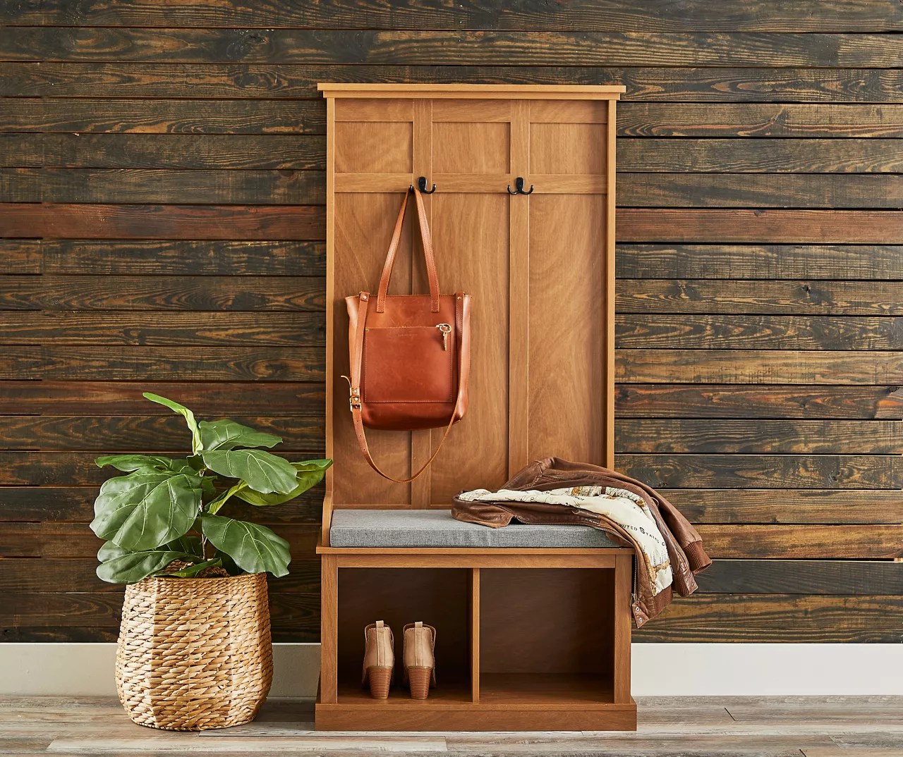 Real Living Real Living Villa Park 2Hook Hall Tree with Cushioned Bench Big Lots