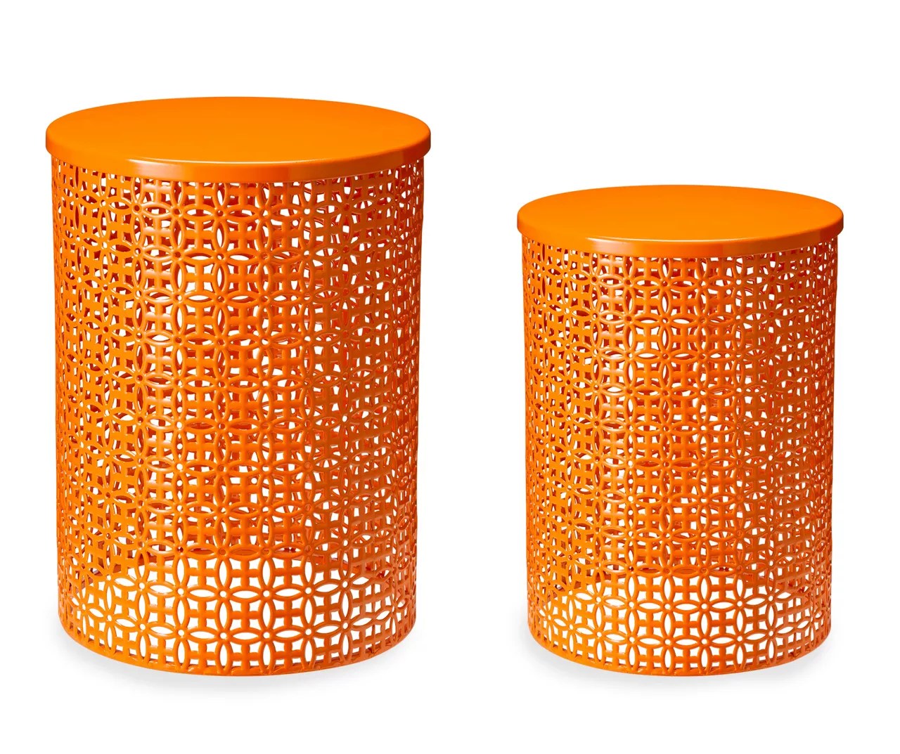 Orange 2Piece Metal Drum Garden Table Set Big Lots