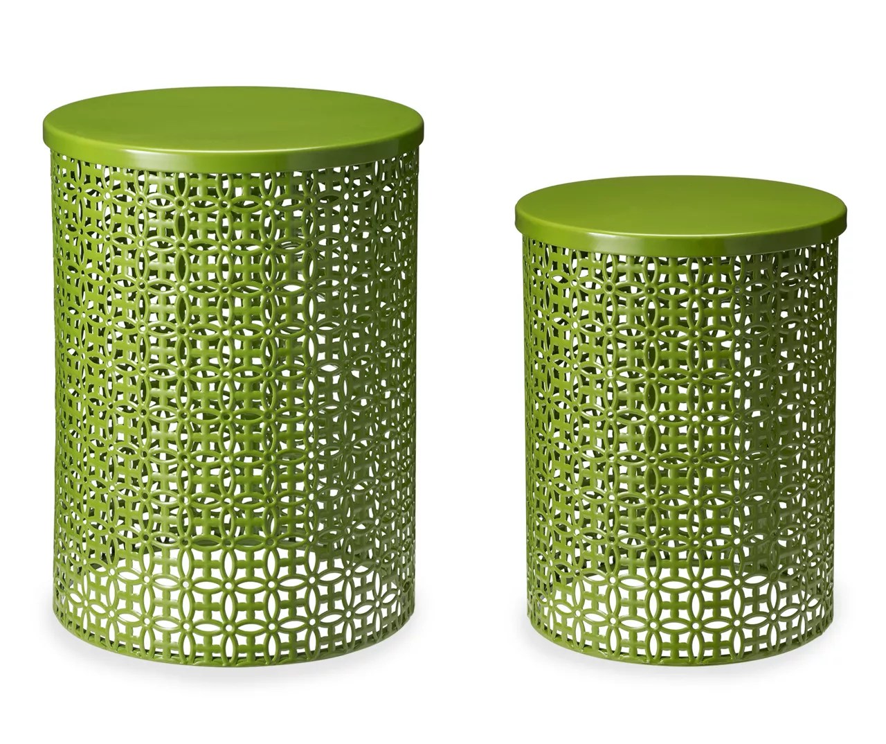 Green 2Piece Metal Drum Garden Table Set Big Lots