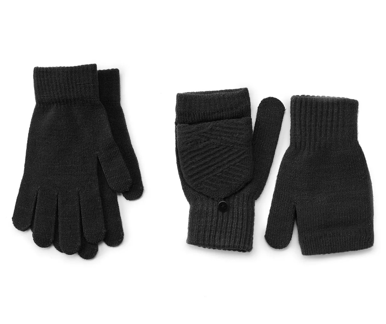 Black Glove & CrossRib PopTop Glove 2Pair Set Big Lots