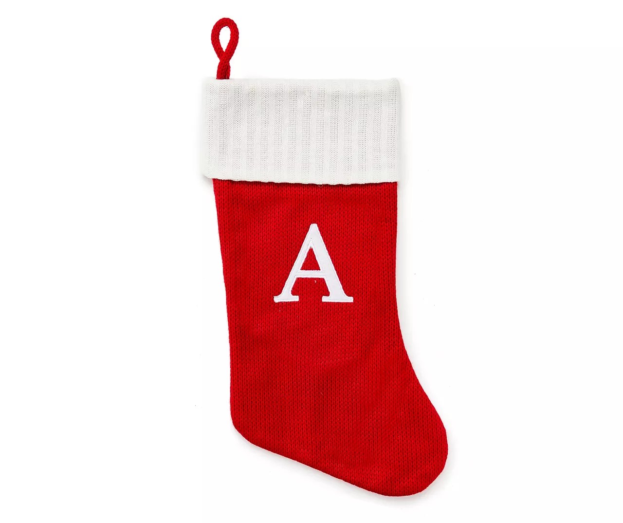 Winter Wonder Lane Winter Wonder Lane Monogram Red Knit Stocking with