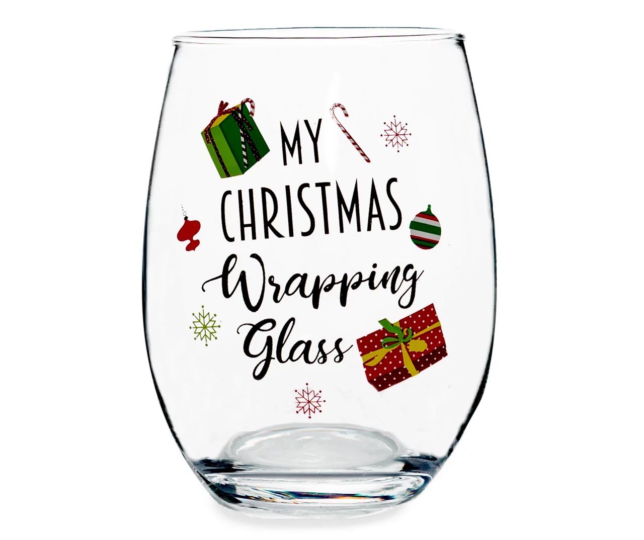 Home Essentials "My Christmas Wrapping Glass" Stemless Wine Glass Big