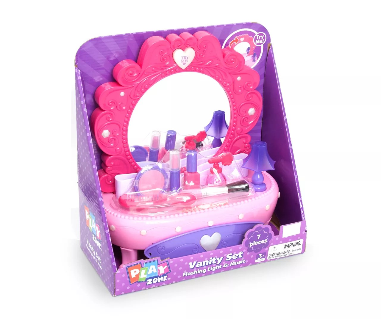 Play Zone Pink 7Piece Light & Sound Toy Vanity Set Big Lots