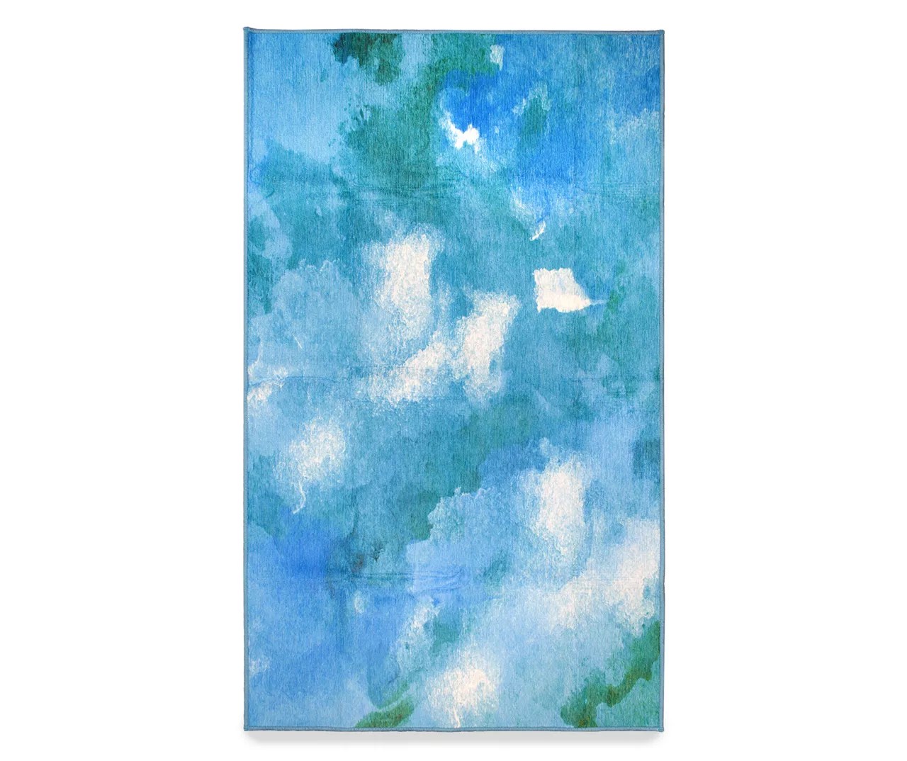 My Magic Carpet Watercolor Aqua Blue Washable Area Rug Big Lots