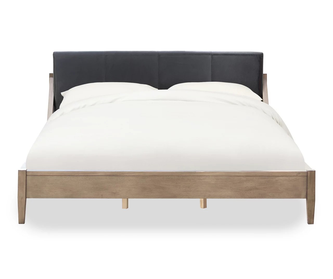 Black & Tan Faux Leather Upholstered King Platform Bed Big Lots