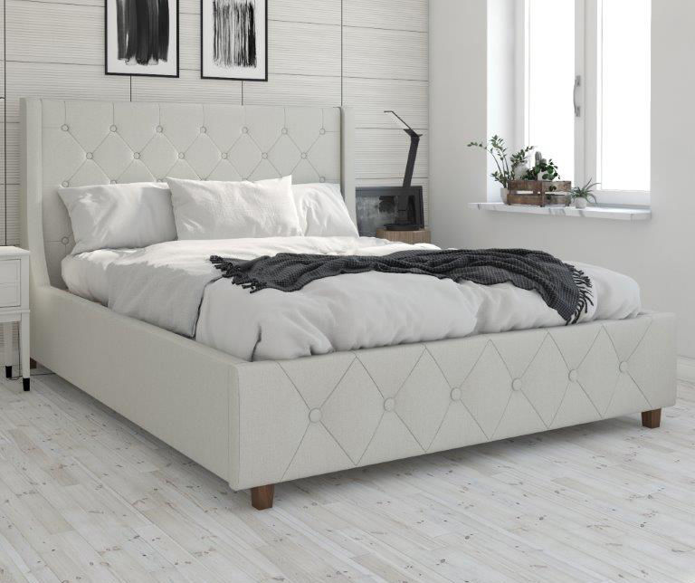 CosmoLiving Mercer Light Gray Wingback Linen Queen Bed Big Lots