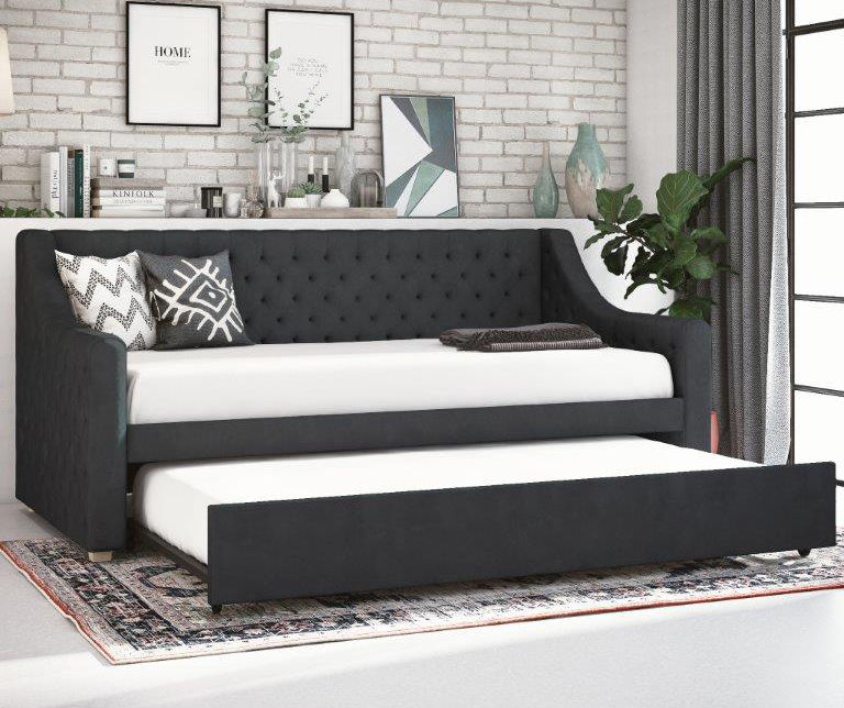 CosmoLiving Nolita Gray Velvet Twin Daybed & Trundle Big Lots