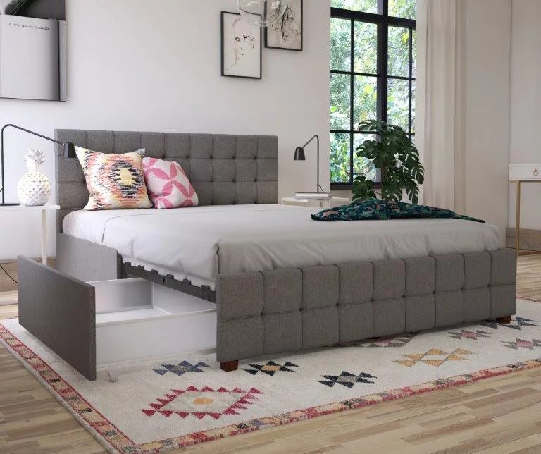 CosmoLiving Elizabeth Gray Linen Storage Bed Big Lots