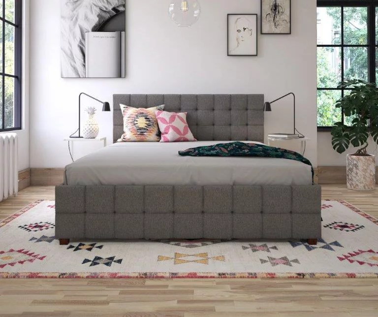 CosmoLiving Elizabeth Gray Linen Queen Storage Bed Big Lots