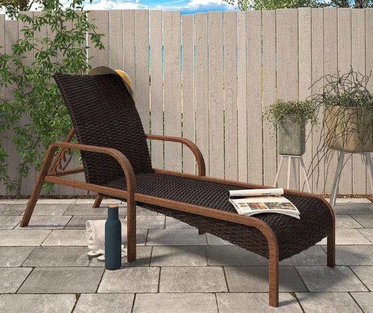 Cosco Villa Park Brown Wicker SmartWick Chaise Patio Lounge Big Lots