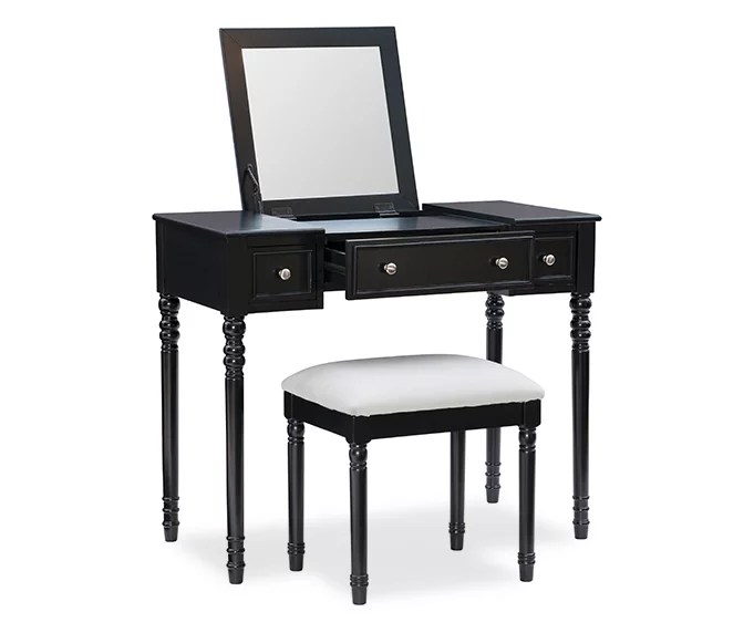 Haley 2Piece Traditional Black Lifting Mirror Vanity Set