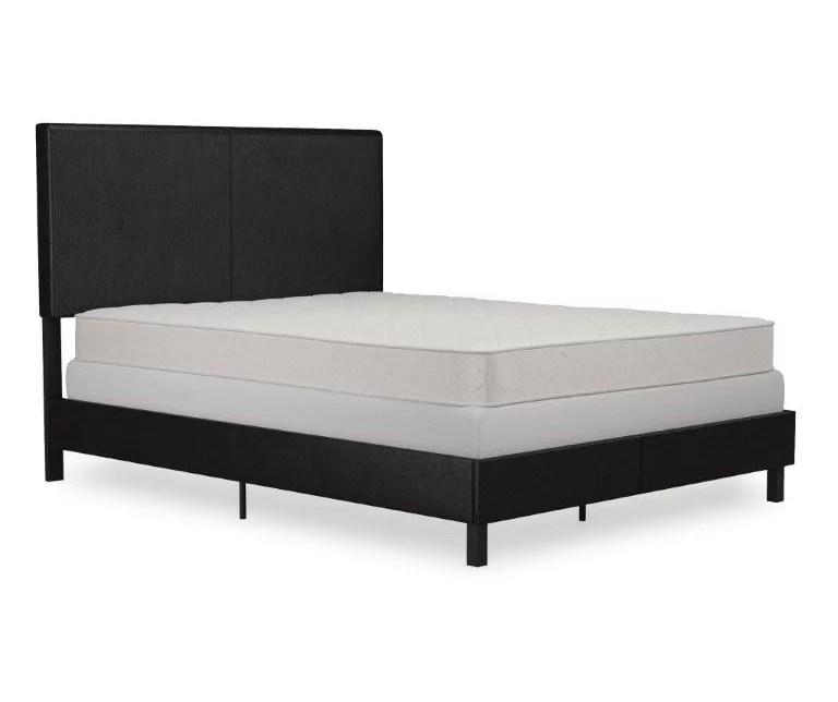 Atwater Living DHP Jazmine Black Faux Leather Upholstered Queen Bed
