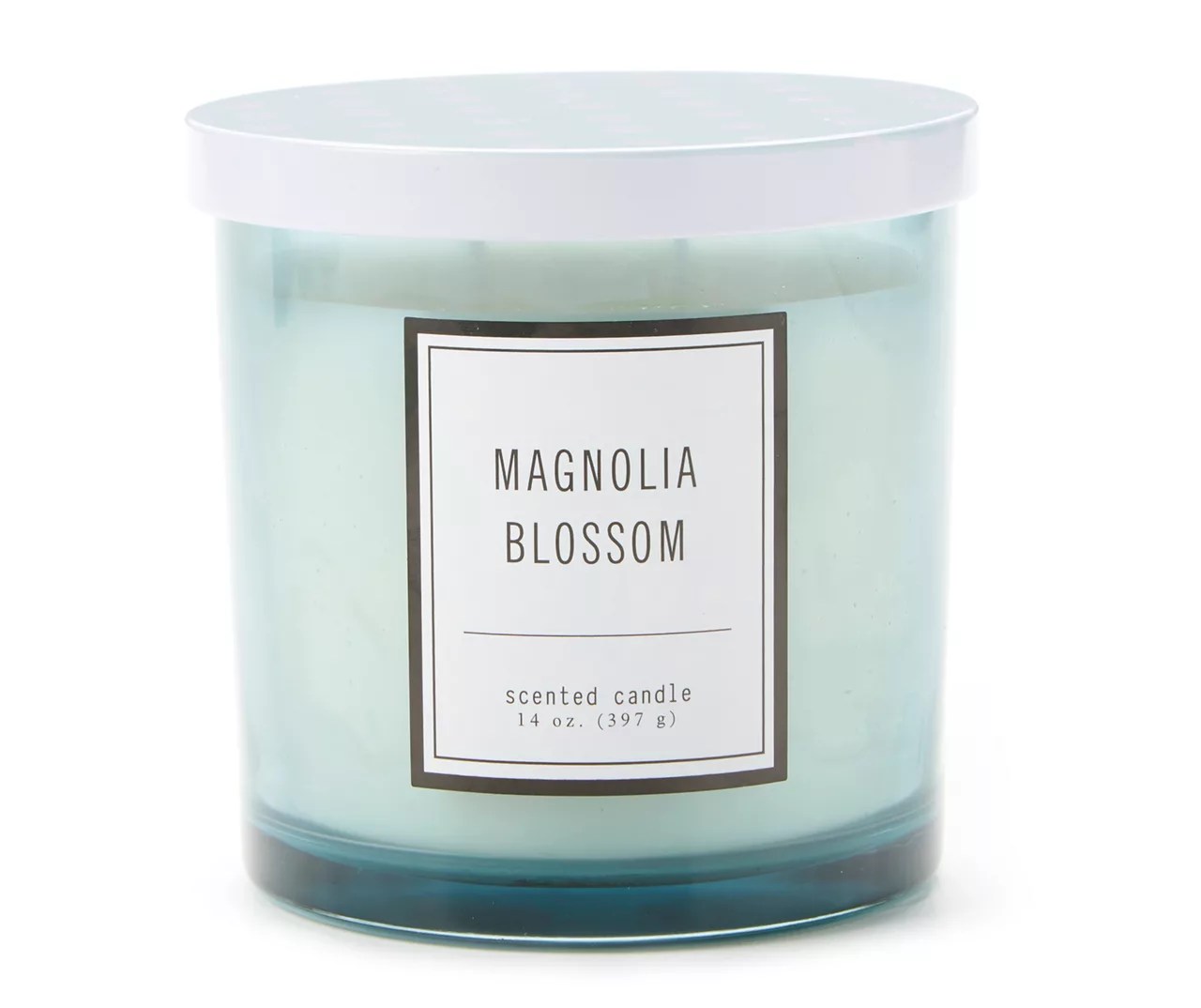 Magnolia Blossom Blue & White Jar Candle With Polka Dot Lid, 14 oz