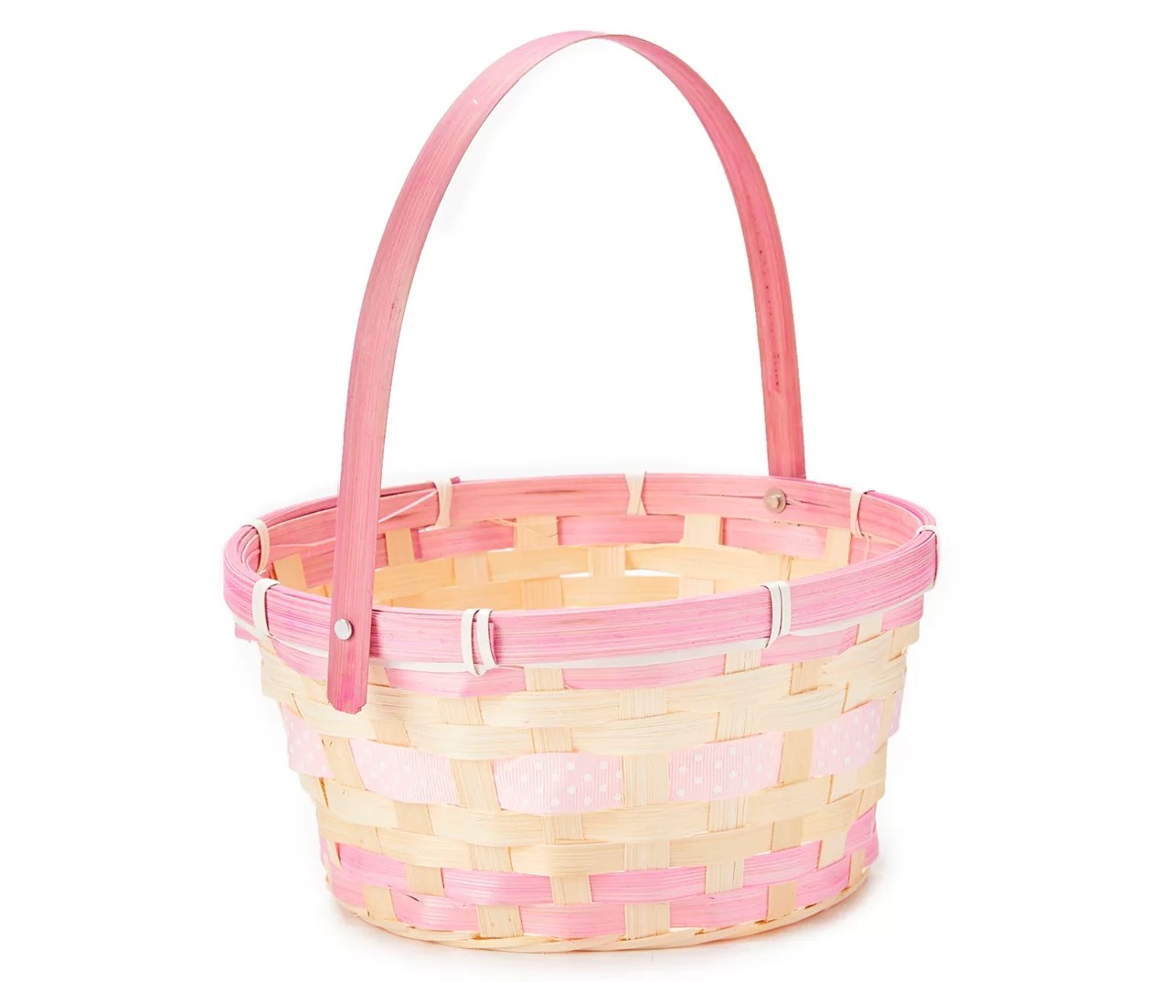 Big Lots 8" Bamboo Easter Basket with Ribbon Big Lots