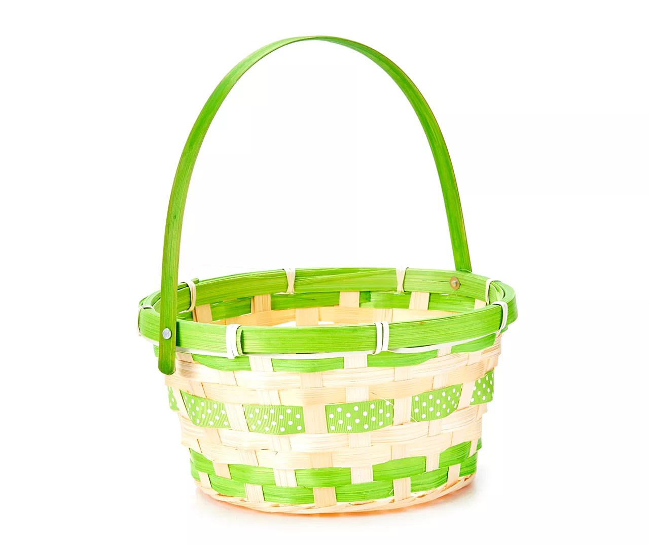 Big Lots 8" Bamboo Easter Basket with Ribbon Big Lots