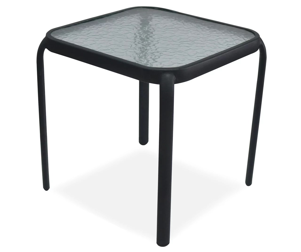 Real Living Glass Top & Steel Square Stack Patio Side Table Big Lots
