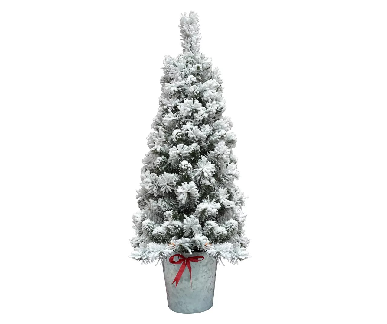 Jeco 4' Flocked Red Bow PreLit Artificial Christmas Urn Tree with Warm