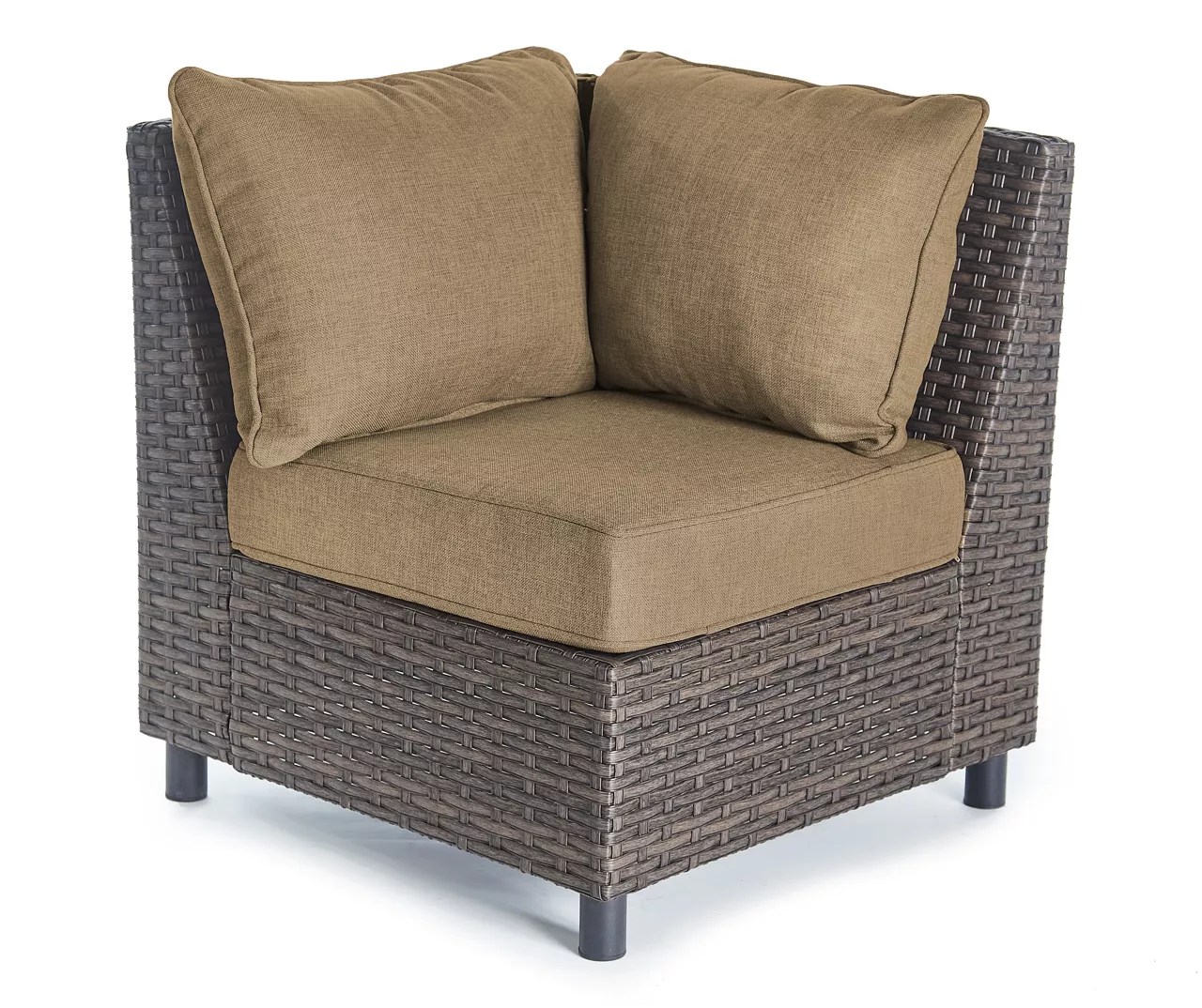 Broyhill Autumn Cove Tan AllWeather Wicker Cushioned Patio Sectional Corner Piece, (Box 3 of 3