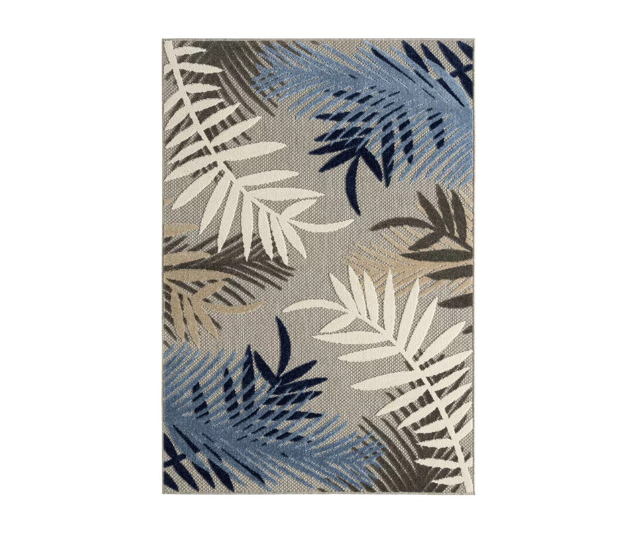 Ventura Blue & Gray Leaf Outdoor Area Rug Big Lots