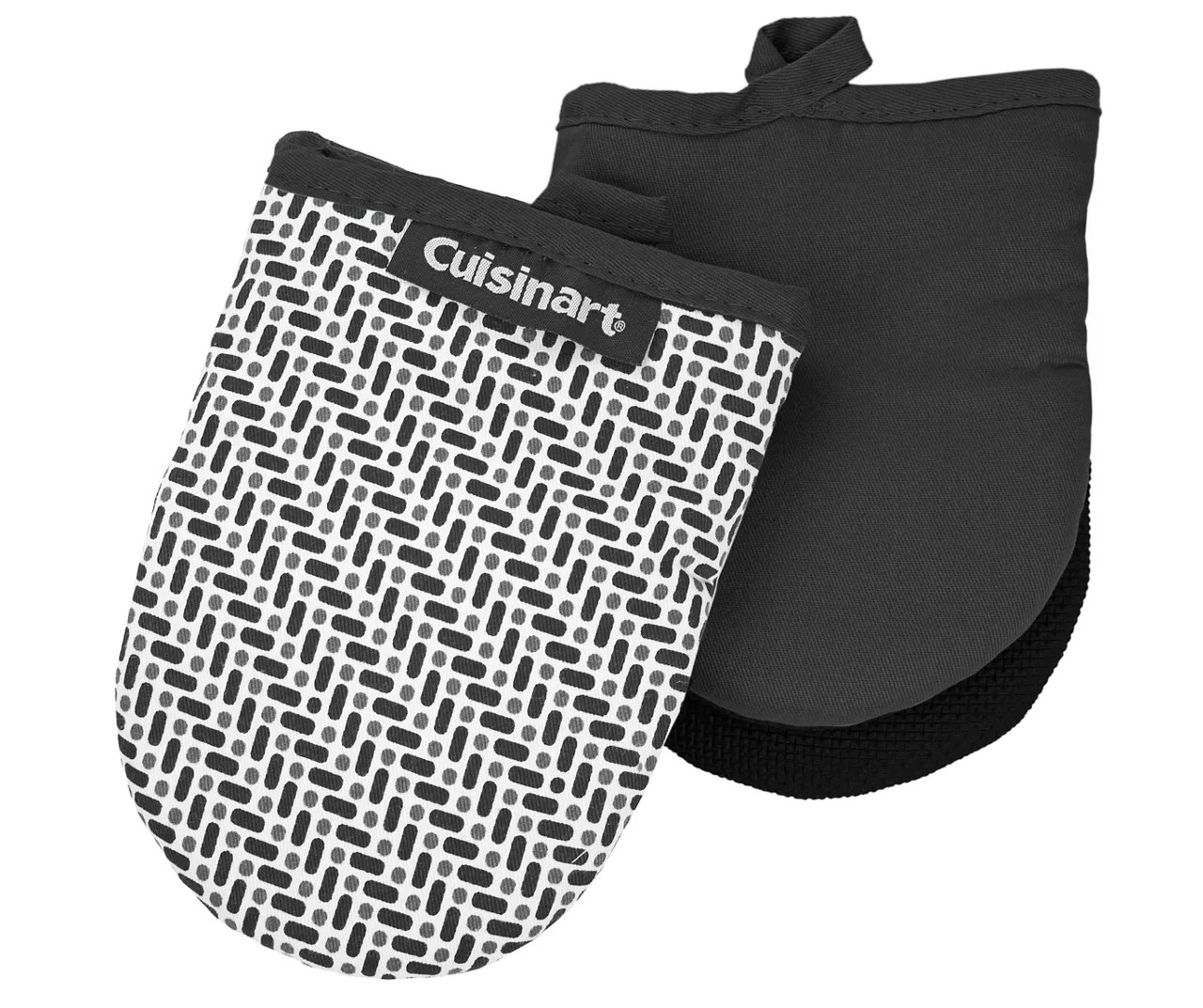 Cuisinart Black & White Dot & Dash Pattern Mini Oven Mitt, 2Pack Big