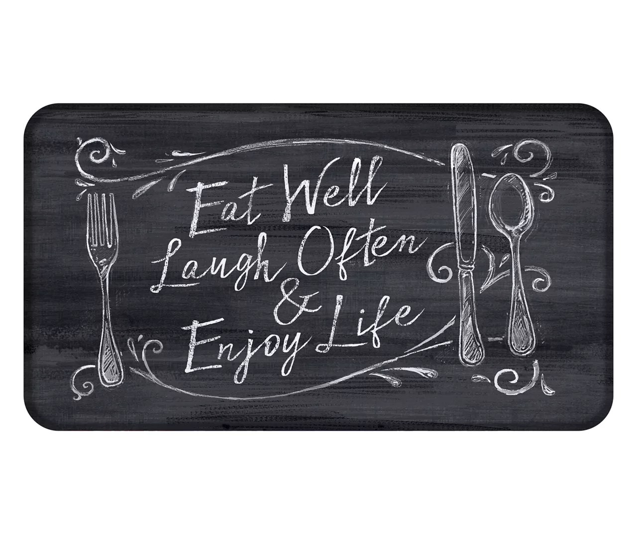 Real Living Real Living "Eat Well" Black & White Chalk Print Soft Step