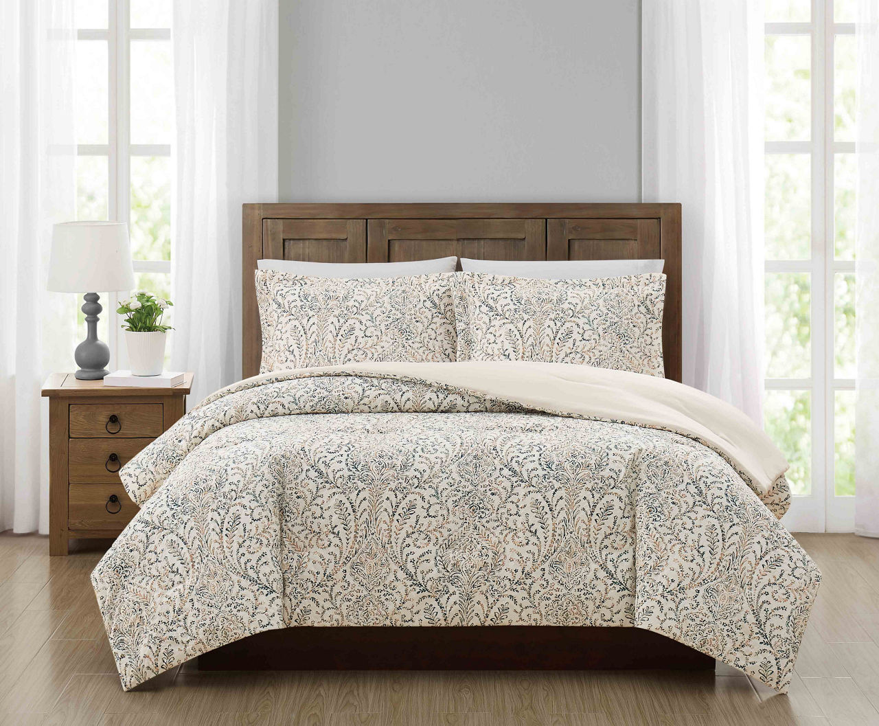 Broyhill Tan & Blue Floral Mandala Queen 3Piece Comforter Set Big Lots
