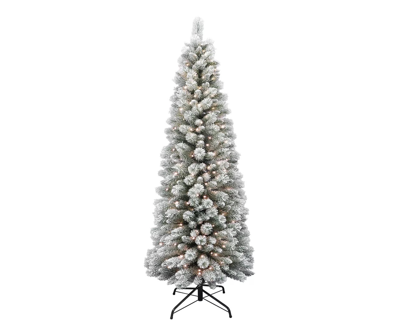 7' Great Falls Flocked Pencil PreLit LED Artificial Christmas Tree