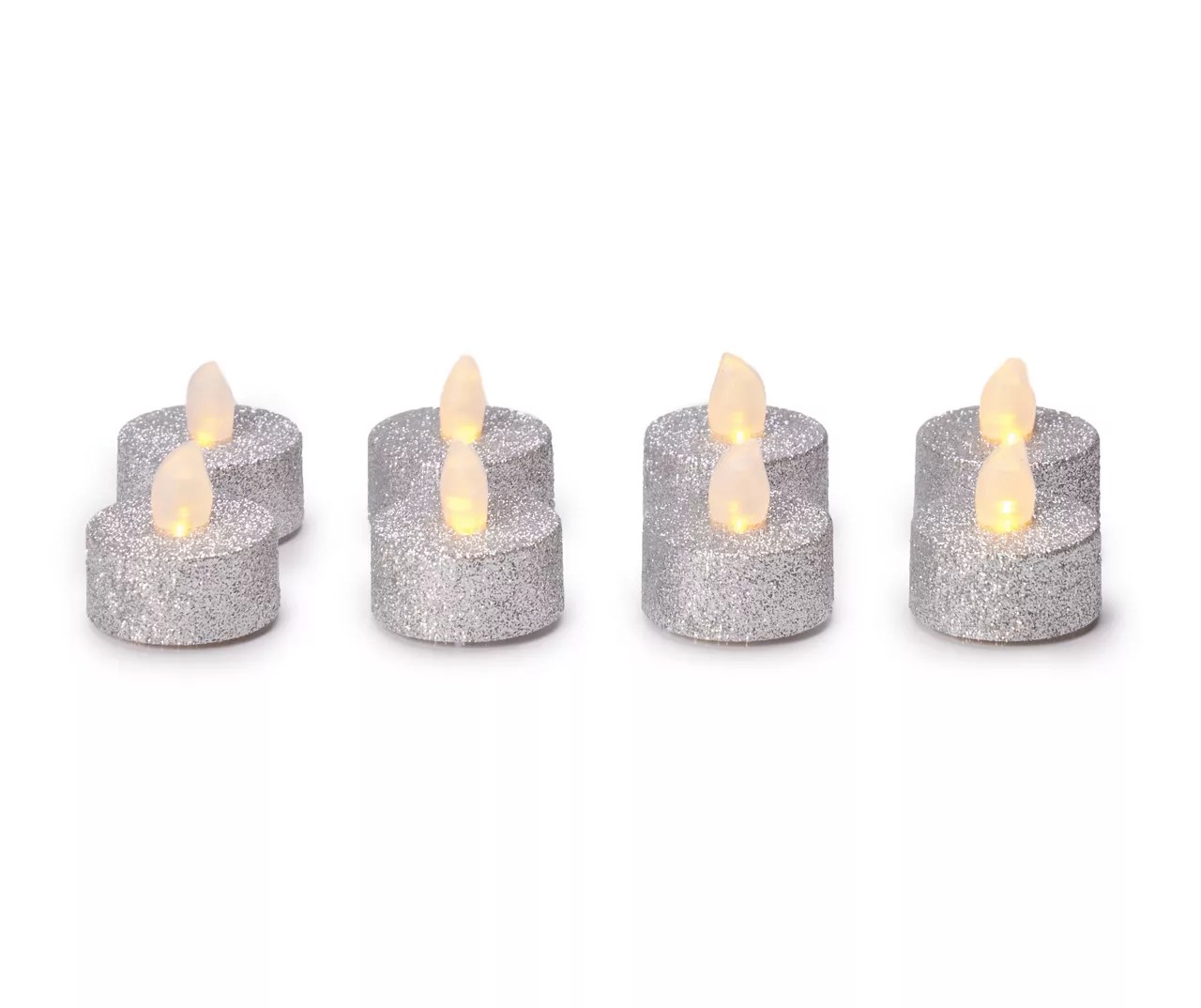 Silver Glitter LED Tealights, 8Pack Big Lots