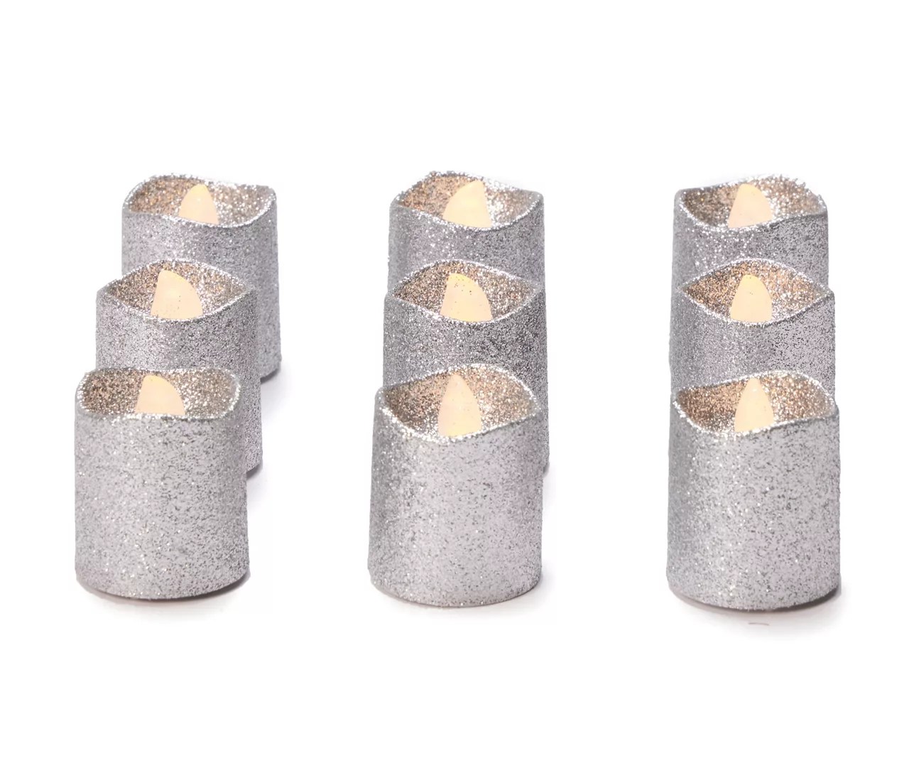 Silver Glitter LED Votives, 9Pack Big Lots