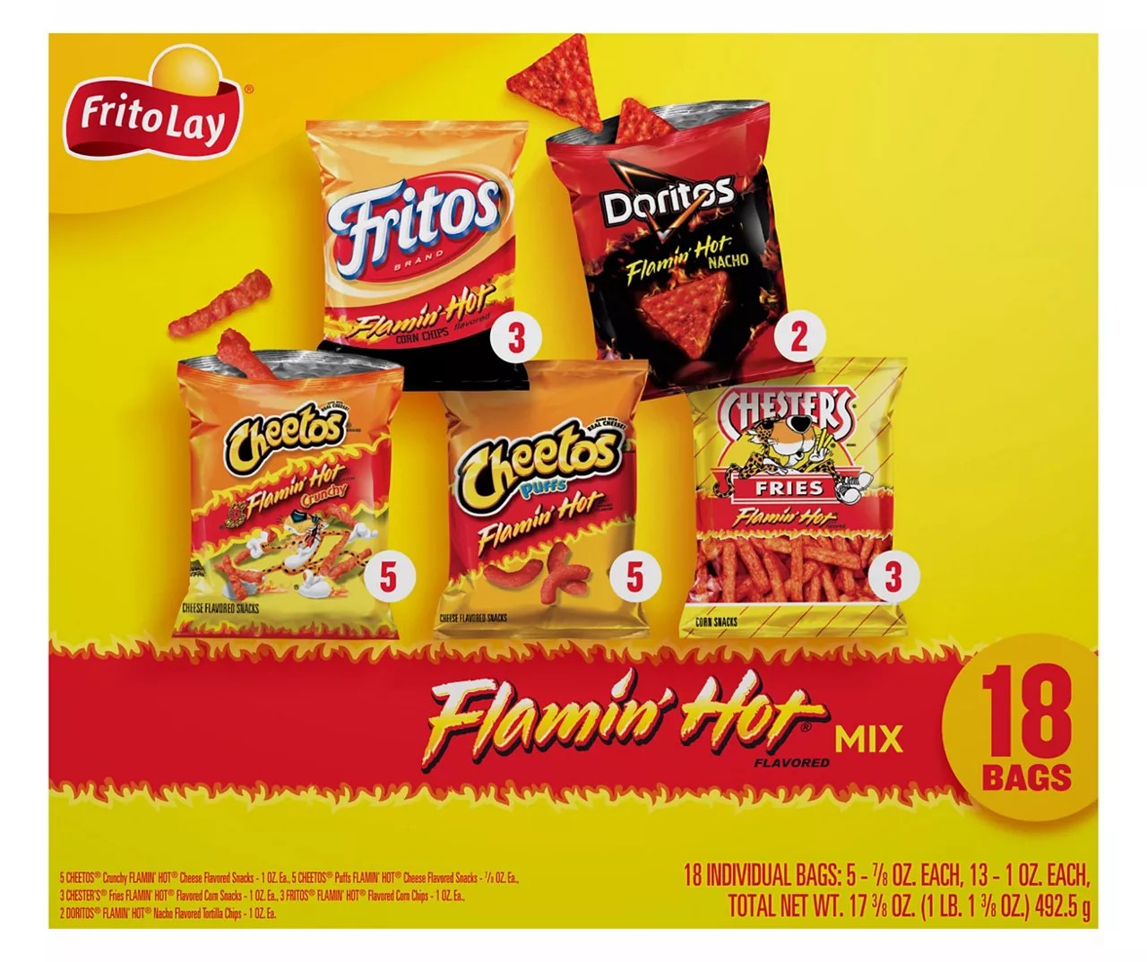 Frito Lay Frito Lay Snacks Flamin' Hot Mix Variety 17 3/8 Oz 18 Count