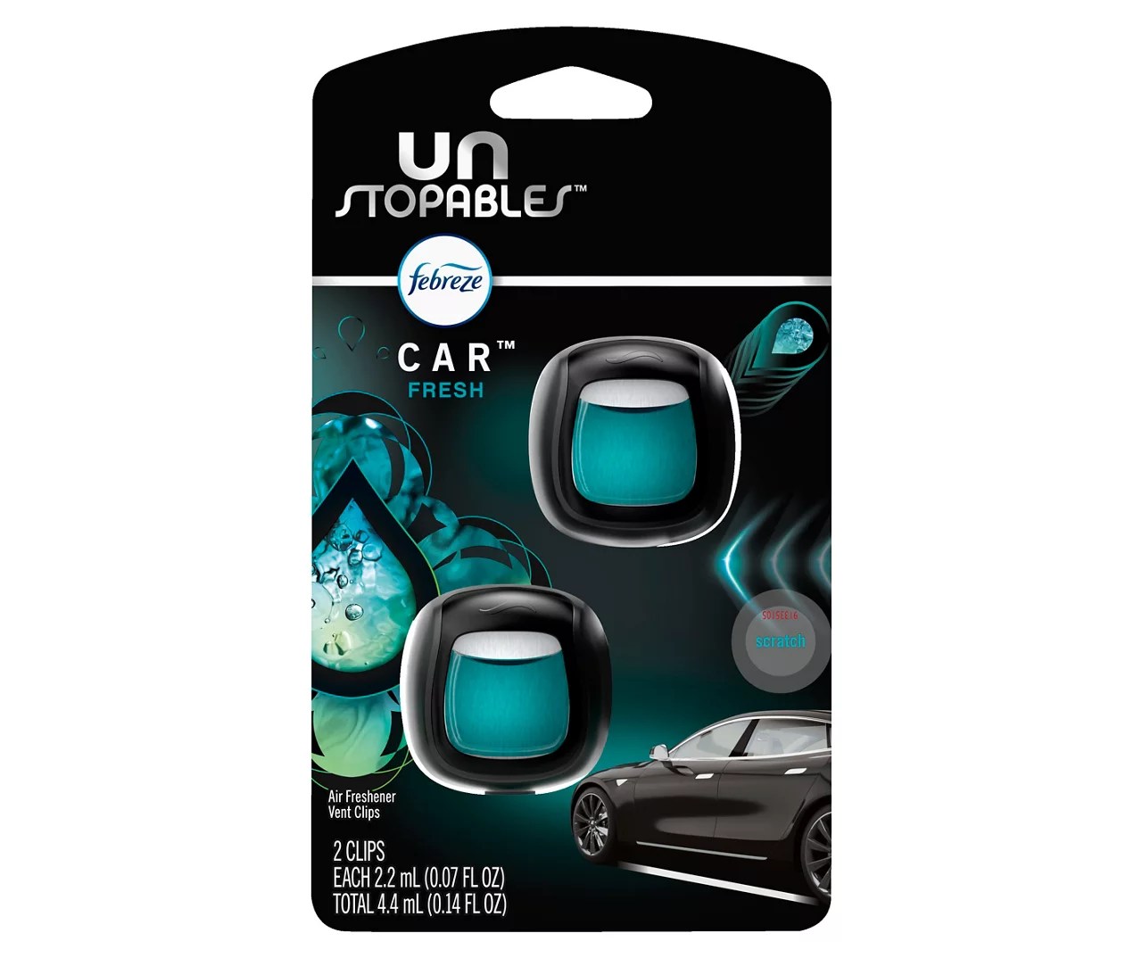Febreze Unstopables Fresh OdorEliminating Car Freshener Vent Clip, 2