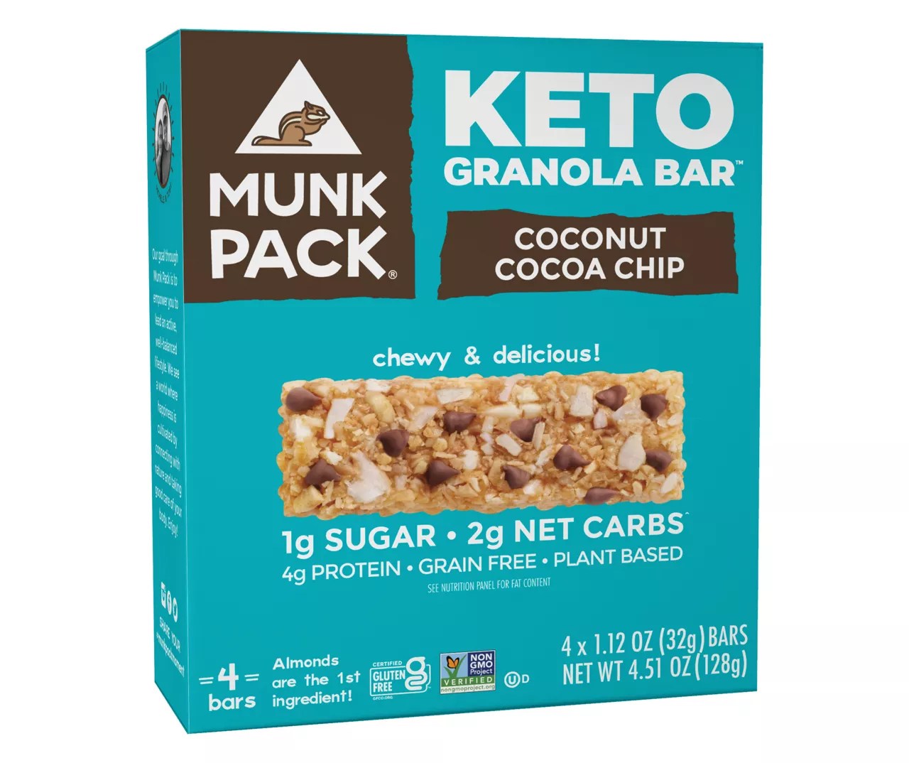 Munk Pack Coconut Cocoa Chip Keto Granola Bar, 4Pack Big Lots
