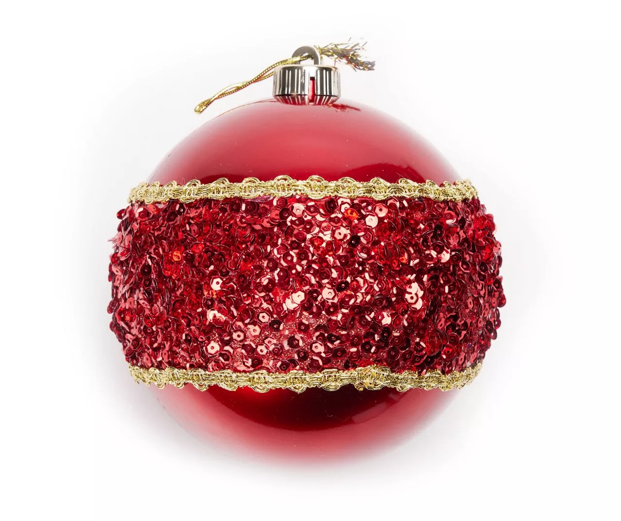 Winter Wonder Lane Red Sequin Band Jumbo Ball Ornament Big Lots