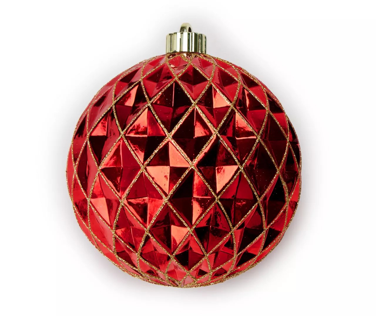 Winter Wonder Lane Red Shiny Diamond Jumbo Shatterproof Ball Ornament