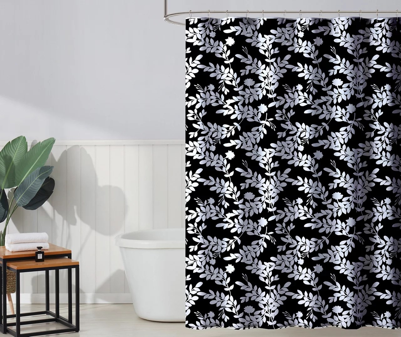 Real Living Black & White Floral PEVA Shower Curtain Big Lots