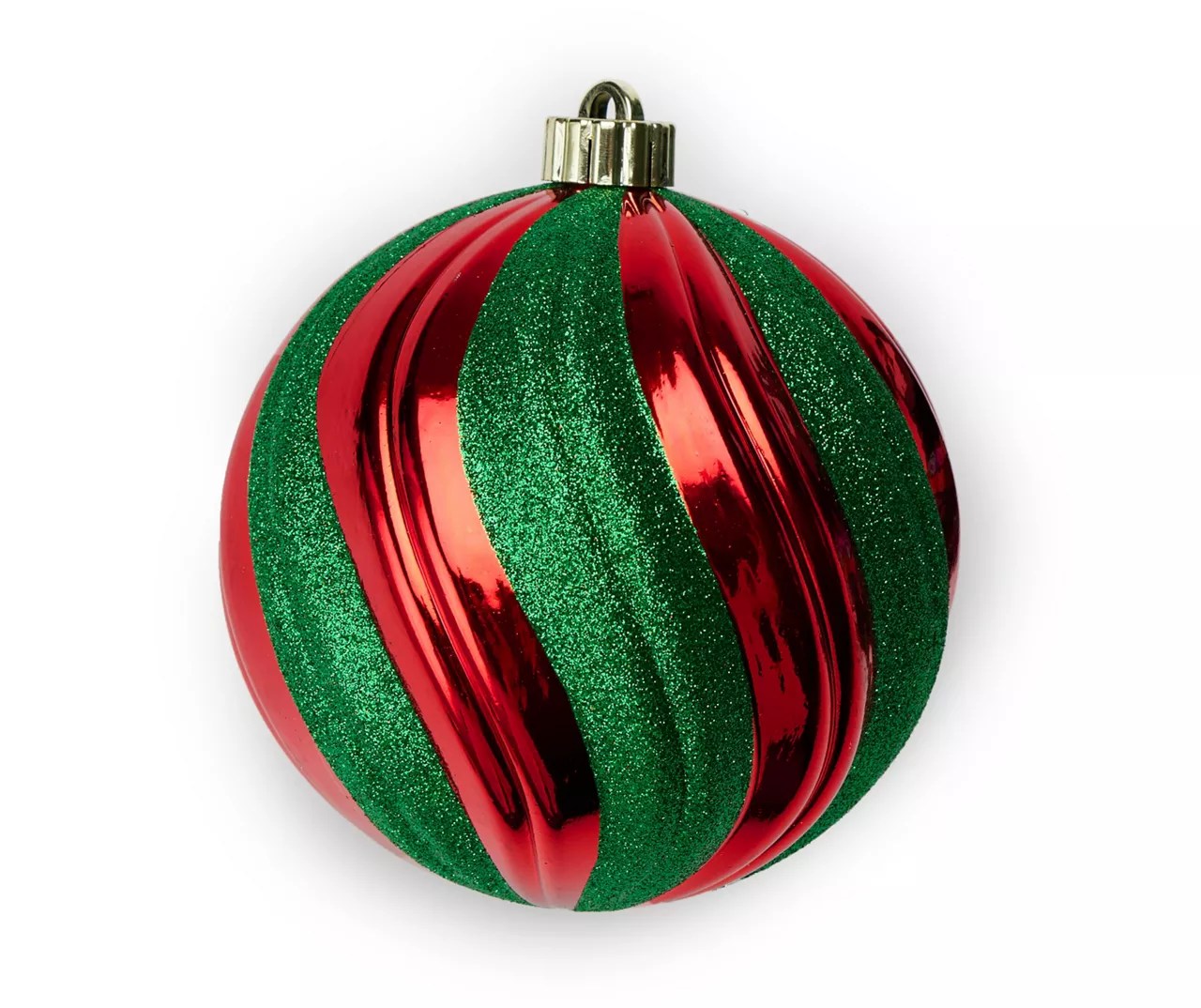 Winter Wonder Lane Red & Green Glitter Jumbo Shatterproof Ball Ornament