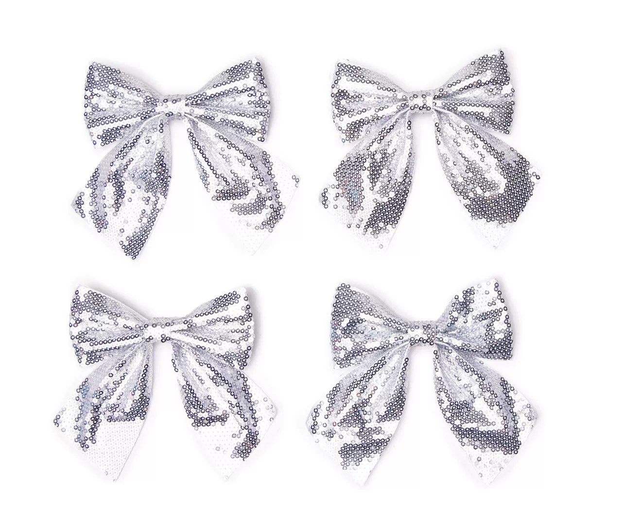 Winter Wonder Lane Silver Sequin Bow Ornaments, 4Pack Big Lots