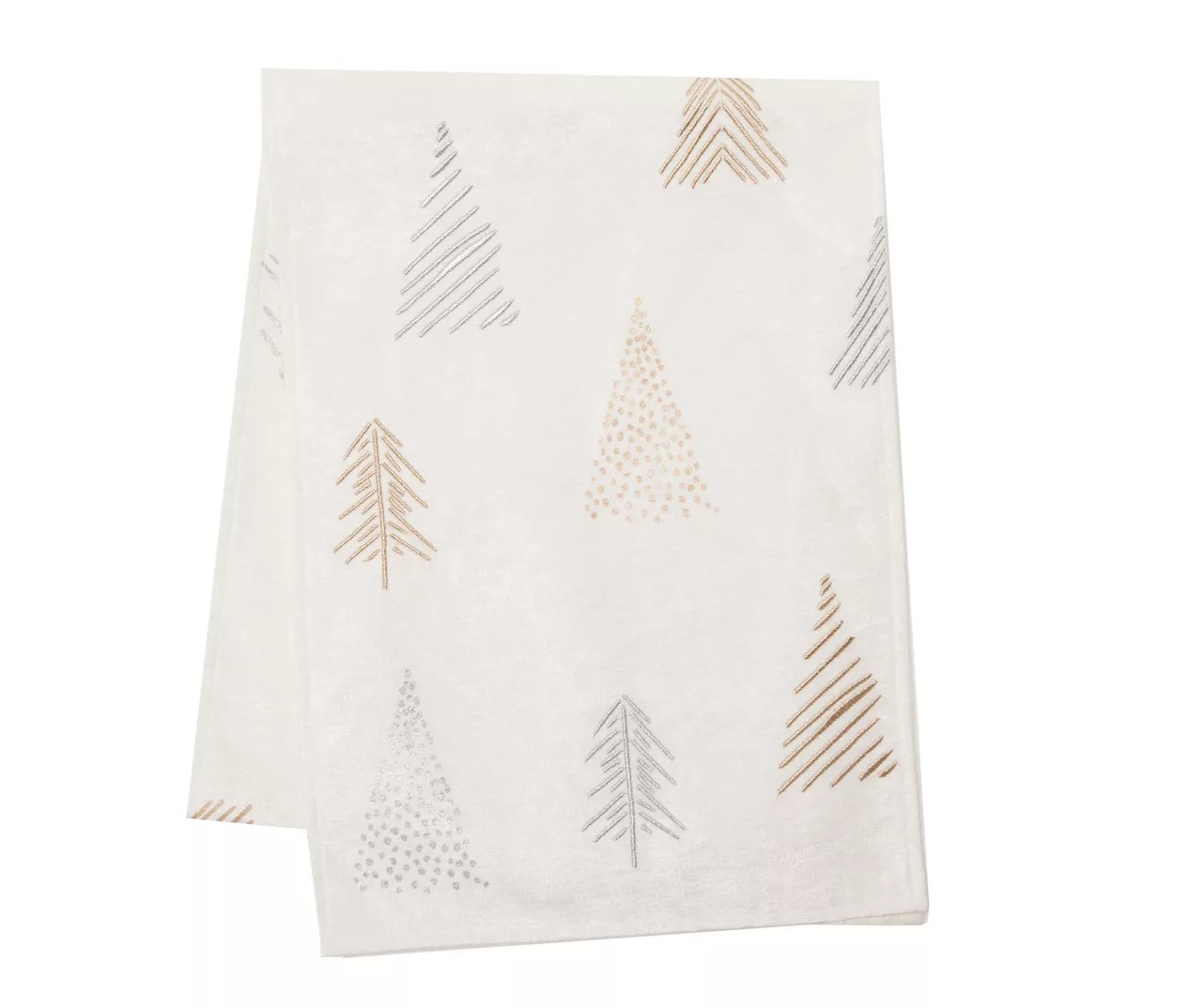 Big Lots White, Silver & Gold Trees Table Runner Big Lots