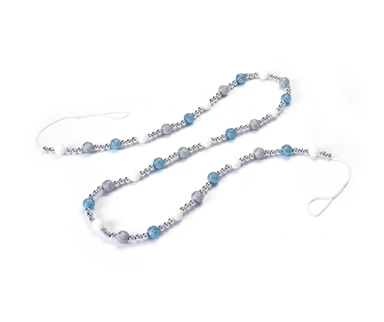 Winter Wonder Lane 6' White & Blue Glitter Ball & Bead Garland Big Lots