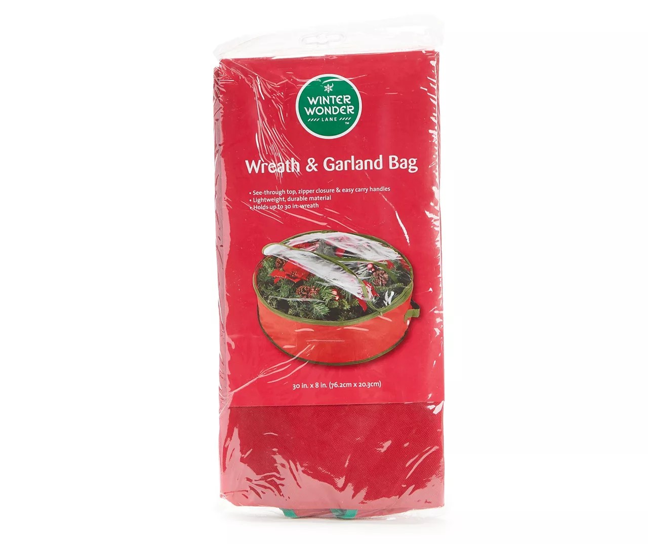 Winter Wonder Lane Red Wreath & Garland Bag with Green Trim Big Lots